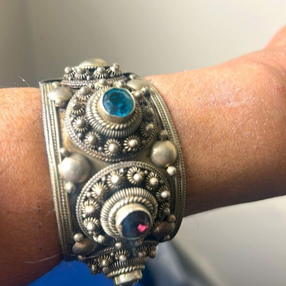 Siam multi colored old silver bracelet - Picture 3 of 5